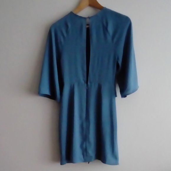 TOPSHOP Tie Front Minidress Light Blue Size 2 - Picture 4 of 5